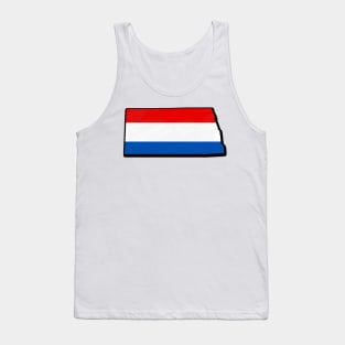 Red, White, and Blue North Dakota Outline Tank Top